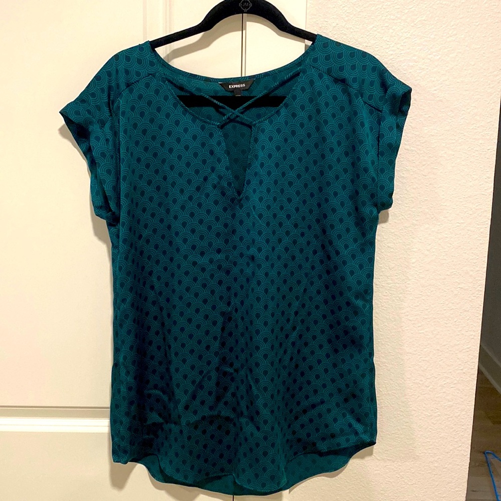 Emerald green and black art deco design with cool cute out detail in front
